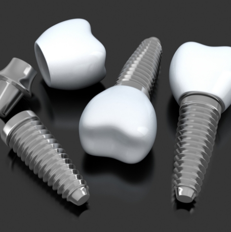 Three animated types of dental implants