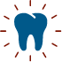 Animated tooth surrounded by lines representing knocked out tooth