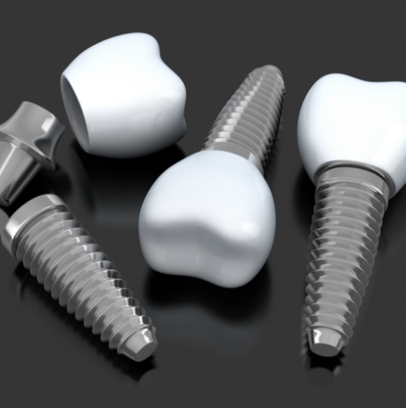 Three animated types of dental implants