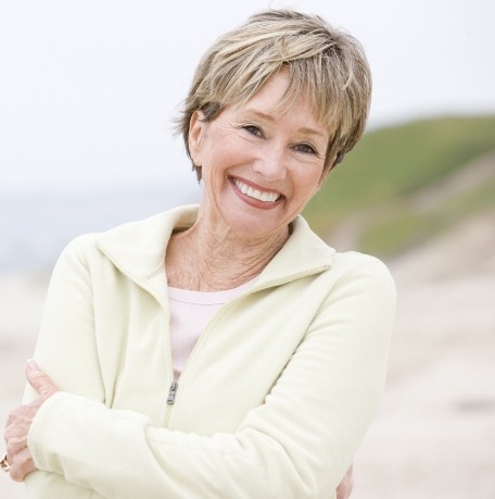 Woman with dentures smiling