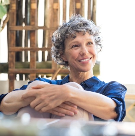 Woman with dentures smiling