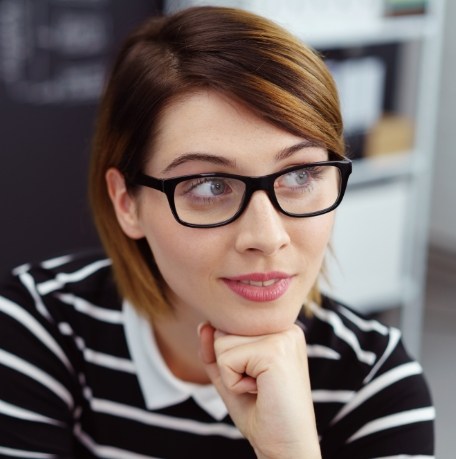 Woman considering smile makeover